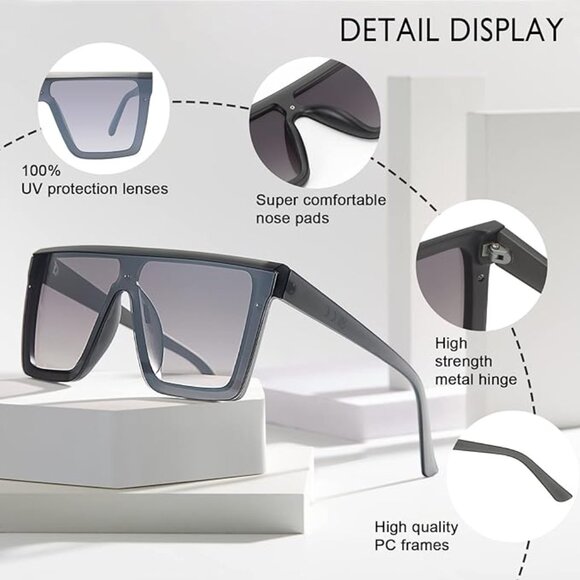 Square black NEW sunglasses - Picture 7 of 7